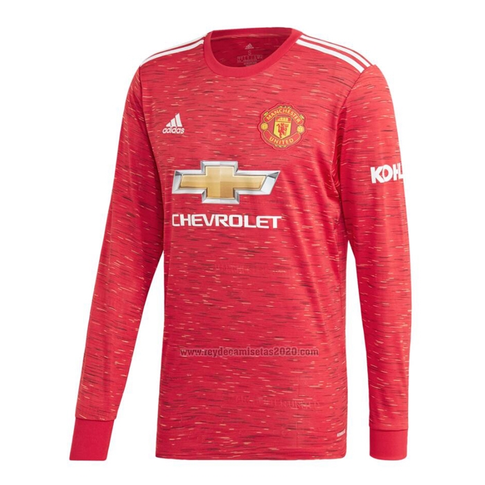 Camiseta Manchester United Primera Manga Larga 2020 2021 Camisetas De